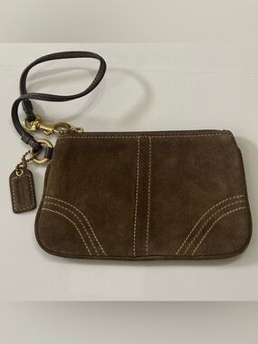 Coach Soho Brown Suede Wristlet 6.5in x 4in